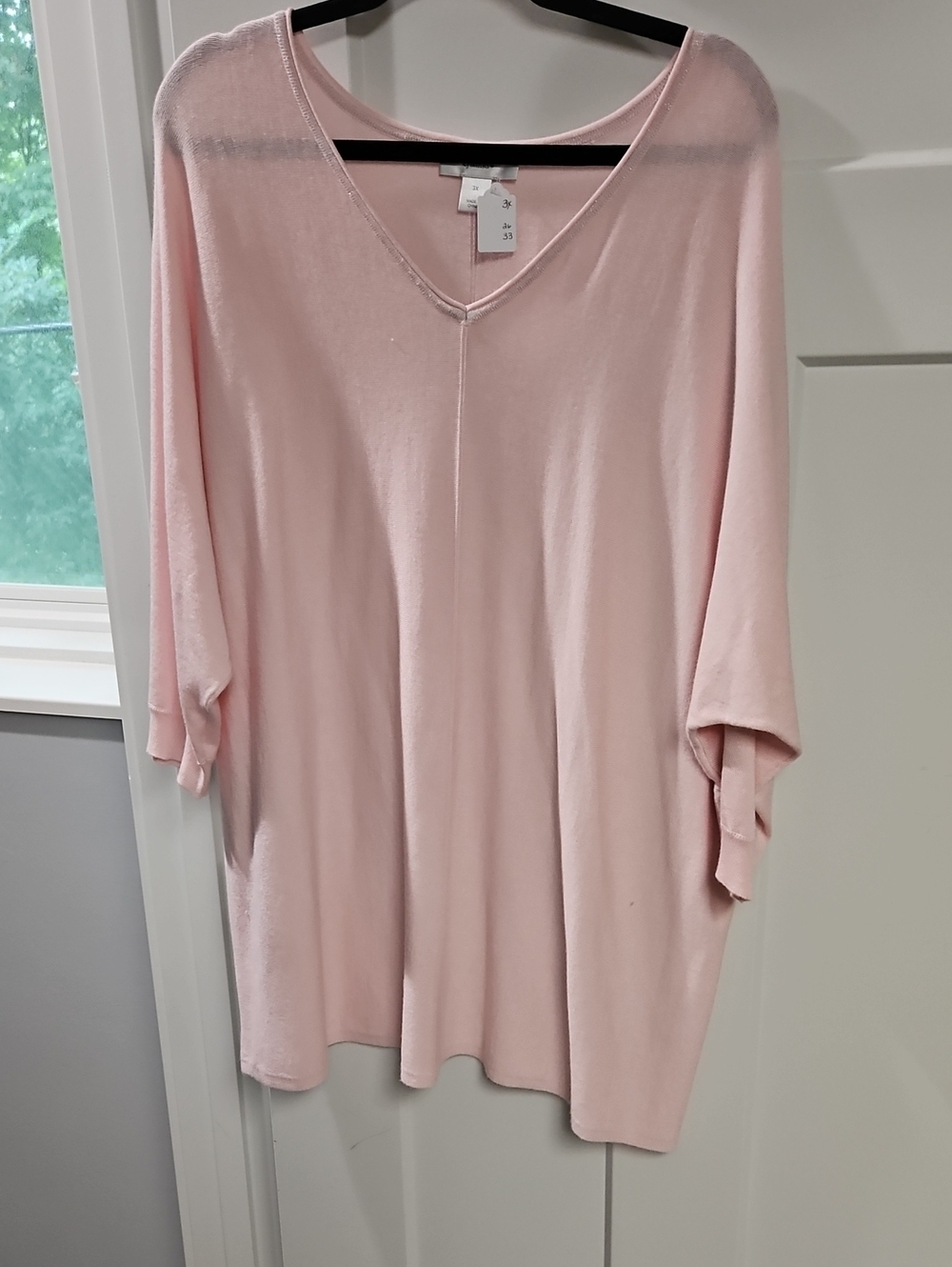 CJ Banks Light Pink V-Neck Tunic Top